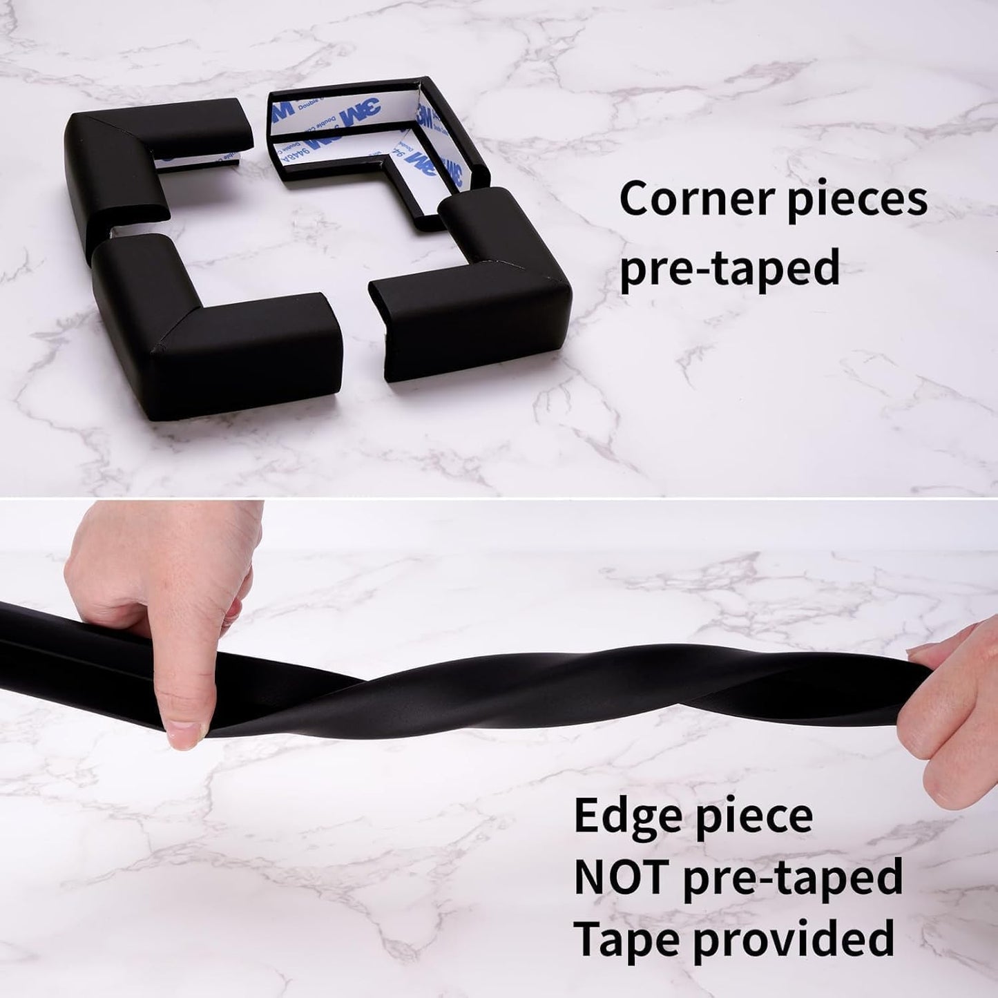 Baby Proofing Edge and Corner Guards, (16.4ft Edge + 4 Corners) Safety Furniture Bumper, Baby Corner Protector for Fireplace, Table, Stair, Cabinet, 3M Adhesive, White