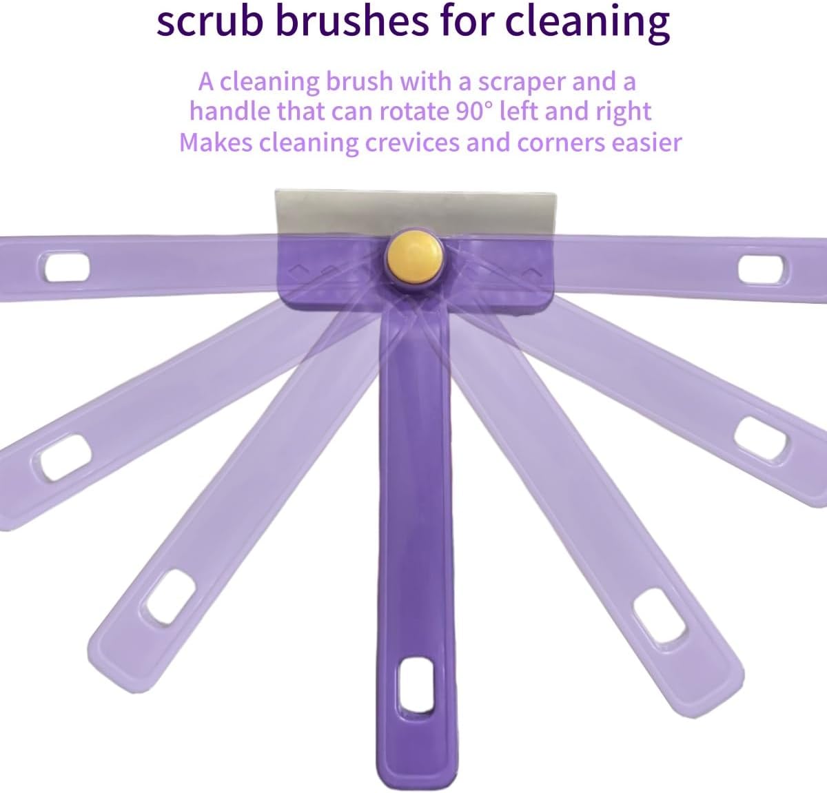Lightweight Scraper Cleaning Brush with Hard Bristles and Built-in Garbage Holder, Multi-Surface Cleaner for Kitchen Sink, Bathroom Tub, Glass Stove Top, Tabletop, and Hard-to-Reach Floor Crevices
