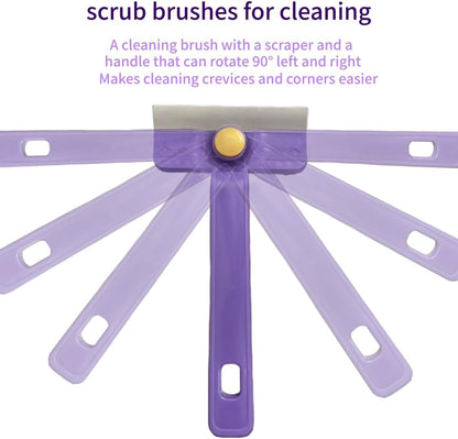 Lightweight Scraper Cleaning Brush with Hard Bristles and Built-in Garbage Holder, Multi-Surface Cleaner for Kitchen Sink, Bathroom Tub, Glass Stove Top, Tabletop, and Hard-to-Reach Floor Crevices