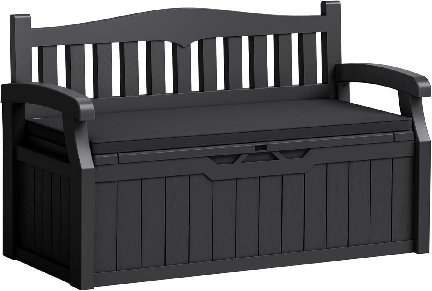 Flamaker 80 Gallon Storage Bench Outdoor Indoor, Durable All-Weather Seating with Hidden Storage, Lockable Deck Box for Garden, Patio, Poolside (Brown)