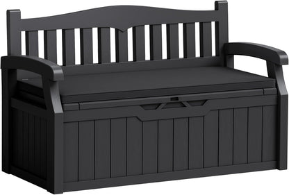 Flamaker 80 Gallon Storage Bench Outdoor Indoor, Durable All-Weather Seating with Hidden Storage, Lockable Deck Box for Garden, Patio, Poolside (Brown)