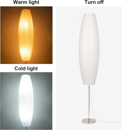 Paper Floor Lamp, Rice Paper Lamp for Living Room, Japanese Floor Lamp Rice Shade for Bedroom, Office& Living Room-Beige(Oval)