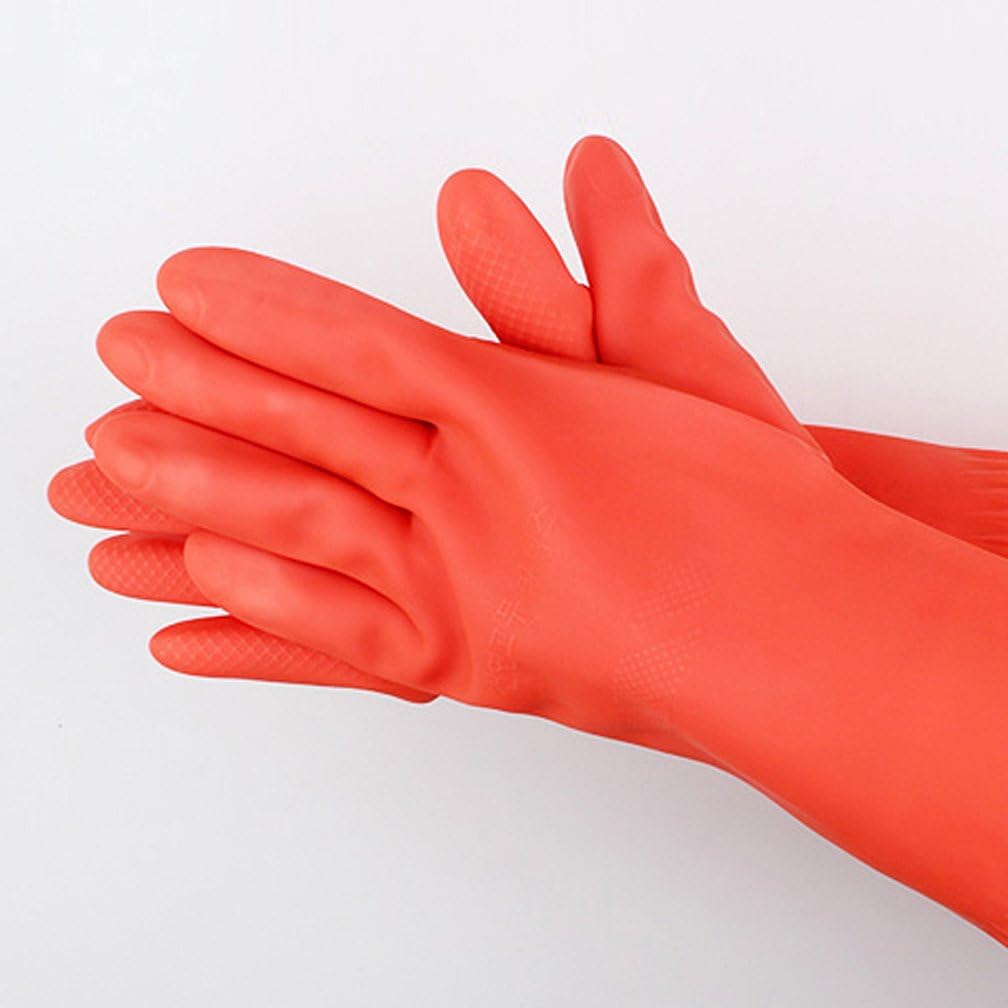 22.05" Long Cuff Natural Latex Cleaning Gloves, Reusable Non-Slip | Waterproof Tear-Resistant Full Arm Protection Natural Rubber Gloves for Dishwashing, Kitchen, Bathroom & Household Chores