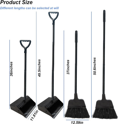 Broom with Dustpan Combo Set Outdoor Upright Dustpan and Broom Set with Long Handle Angle Broom and Dustpan Set for Garage Patio Courtyad Lobby Lawn Home Kitchen Ofiice