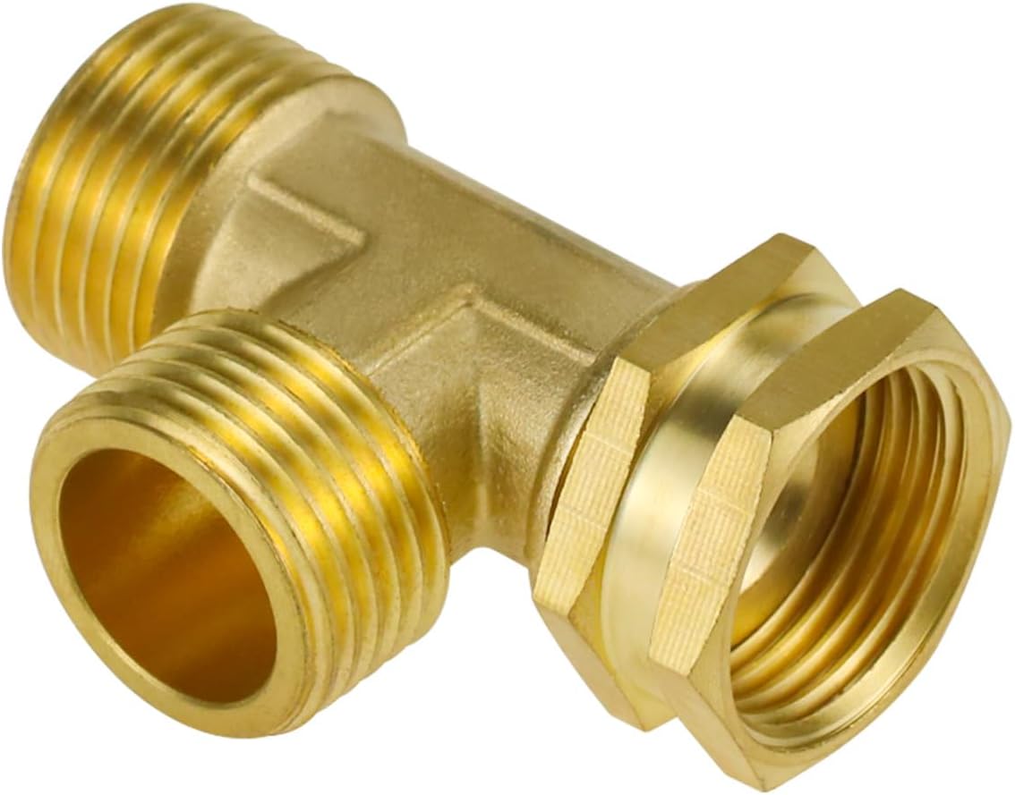 GHT 3/4 Hose Splitter 2 Way, Brass Hose Y for Outdoor Spigot | for garden hoses, sprinklers, drip irrigation and patios, good sealing performance, sturdy, leakproof, full flow port
