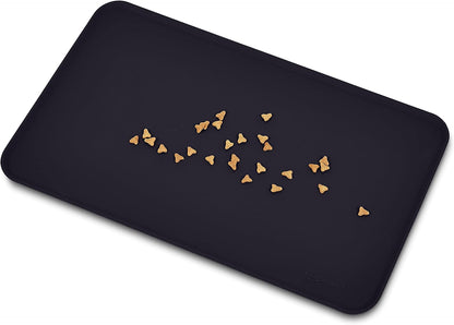 Amazon Basics Waterproof Non-Slip Silicone Pet Feeding Mat with Raised Edges for Food and Water Bowls, Easy to Clean Pet Placemat to Protect Floors, 18.5" x 11.5", Black
