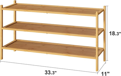 kiplant Small Shoe Rack, 4-Tier Bamboo Wood Shoe Rack for Entryway, Stackable Shoe Organizer for Hallway Closet, Free Standing Shoe Racks for Indoor & Outdoor