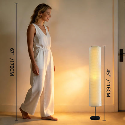 YY YEARCHY Floor Lamp Paper Lamp Japanese Standing Lamps with Rice Paper Shade for Bedroom Livingroom Slim