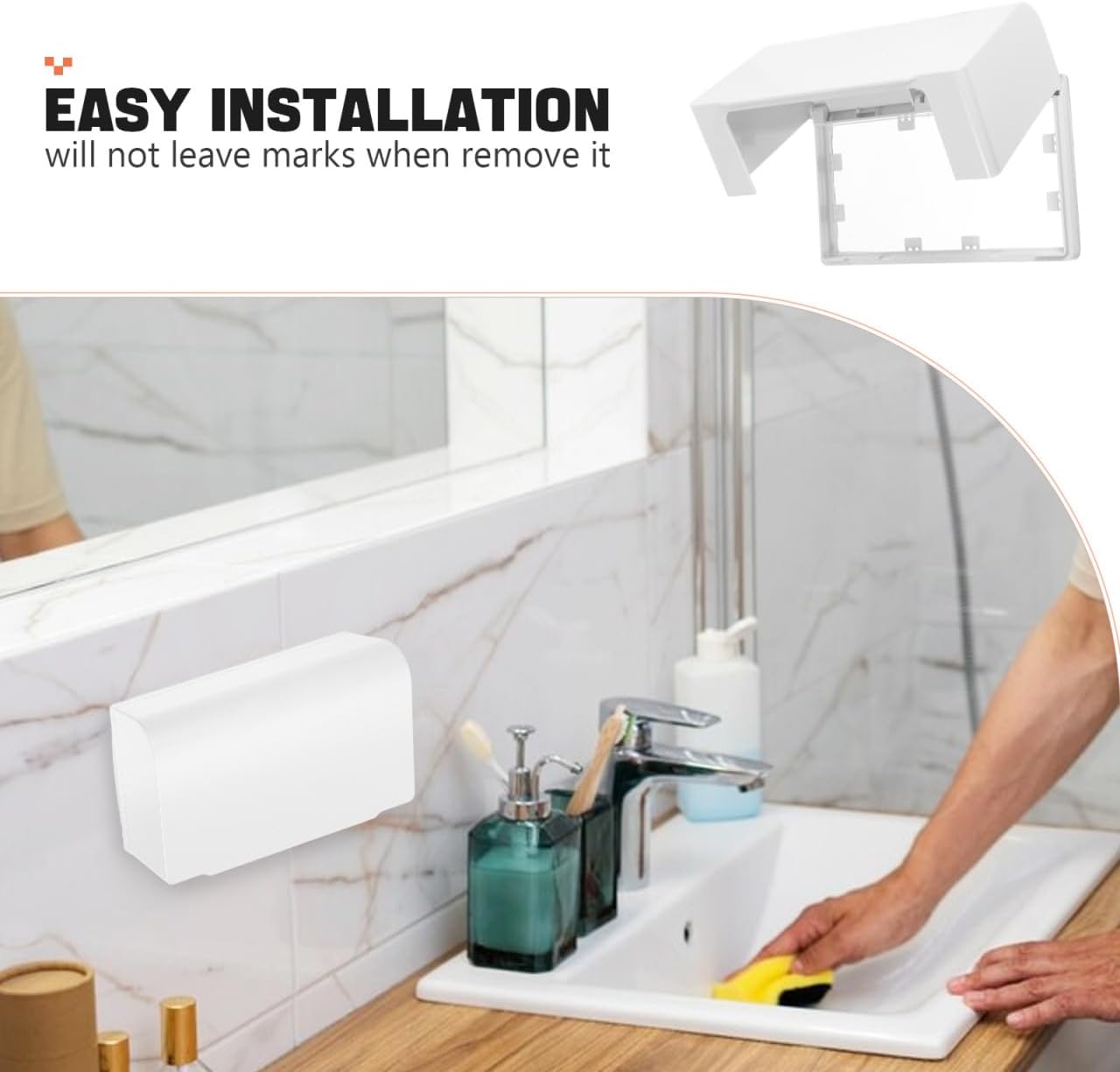 DOITOOL Waterproof Socket Protective Cover Sticky Style Double-Position Thickened Outlet Cover Weatherproof Socket Box for Home Kitchen Bathroom Easy Installation 7.95X4.76X2.95 Inch