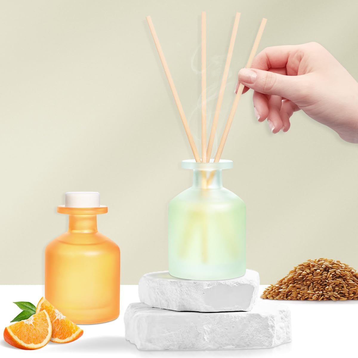 Reed Diffuser for Home, Clean Linen Scent 3.38oz (100ml)*1 Pack Essential Oil Reed Diffuser Set with 8 Sticks, Long Lasting Air Freshener for Bathroom Bedroom Living Room, Home Decor & Gifts