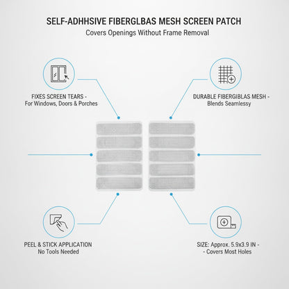 Self-Adhesive Fiberglass Screen Patch Kit for Windows and Doors, No Frame Removal Needed, Multicolor Mesh Repair