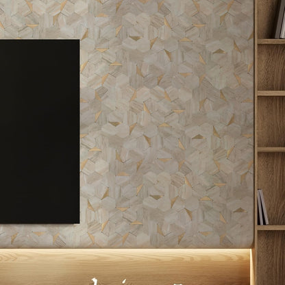 10-Sheet Heavy-Duty Hexagon Peel and Stick Backsplash, Thick Waterproof &Heat Resistant Stick on Wall Tiles, Slate Beige Mosaic for Kitchen & Bathroom, Strong Adhesive Permanent PVC Tiles