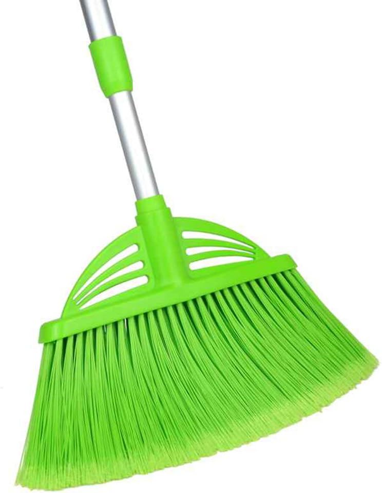 Four-Section Rod Long-Handled Broom,Heavy-Duty Broom, Angle Broom for Outdoor/Indoor（Black+Orange）