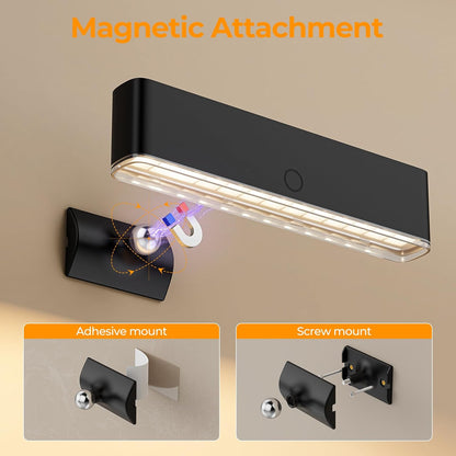 MOITA Magnetic Wireless Battery Operated Wall Sconce, Rechargeable Remote Control & Touch Control Wall Sconces Set of Two, 3-Color Temperatures LED Wall Lights, 360° Rotatable (Walnut, 2-Pack)