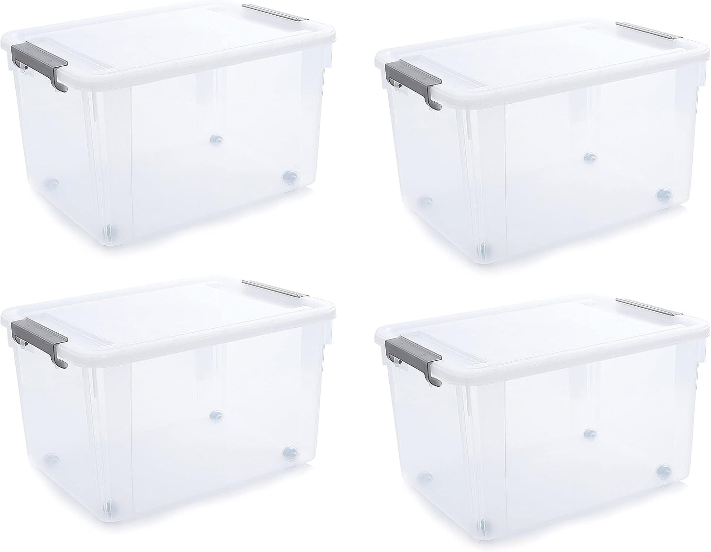 Citylife 57 QT Plastic Storage Bins with Double-Opening Lids, Storage Containers for Organizing, Large Clear Storage Box for Closet, Blankets, 2 Packs