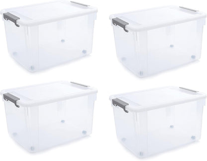 Citylife 57 QT Plastic Storage Bins with Double-Opening Lids, Storage Containers for Organizing, Large Clear Storage Box for Closet, Blankets, 2 Packs