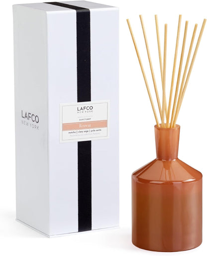 LAFCO New York Classic Reed Diffuser, Sea & Dune - 6 oz - Up to 3 Months Fragrance Life - Reusable Glass Vessel - Natural Wood Reeds - Made in The USA