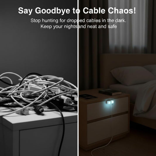 6-Pack Glow in The Dark Magnetic Cable Clips for Desk, Car | Self-Adhesive, Cord Organizer, Wire Holder, for Nightstand, Under Desk, Car, Wall, Home & Office