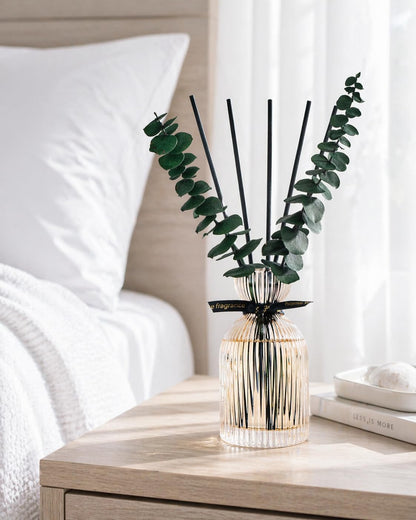 Airkeep Reed Diffuser Set 6.76 oz – Cherry Blossom Home Fragrance with Eucalyptus Sticks – Decorative Glass Bottle for Bathroom, Bedroom & Living Room Décor – Gift Ready