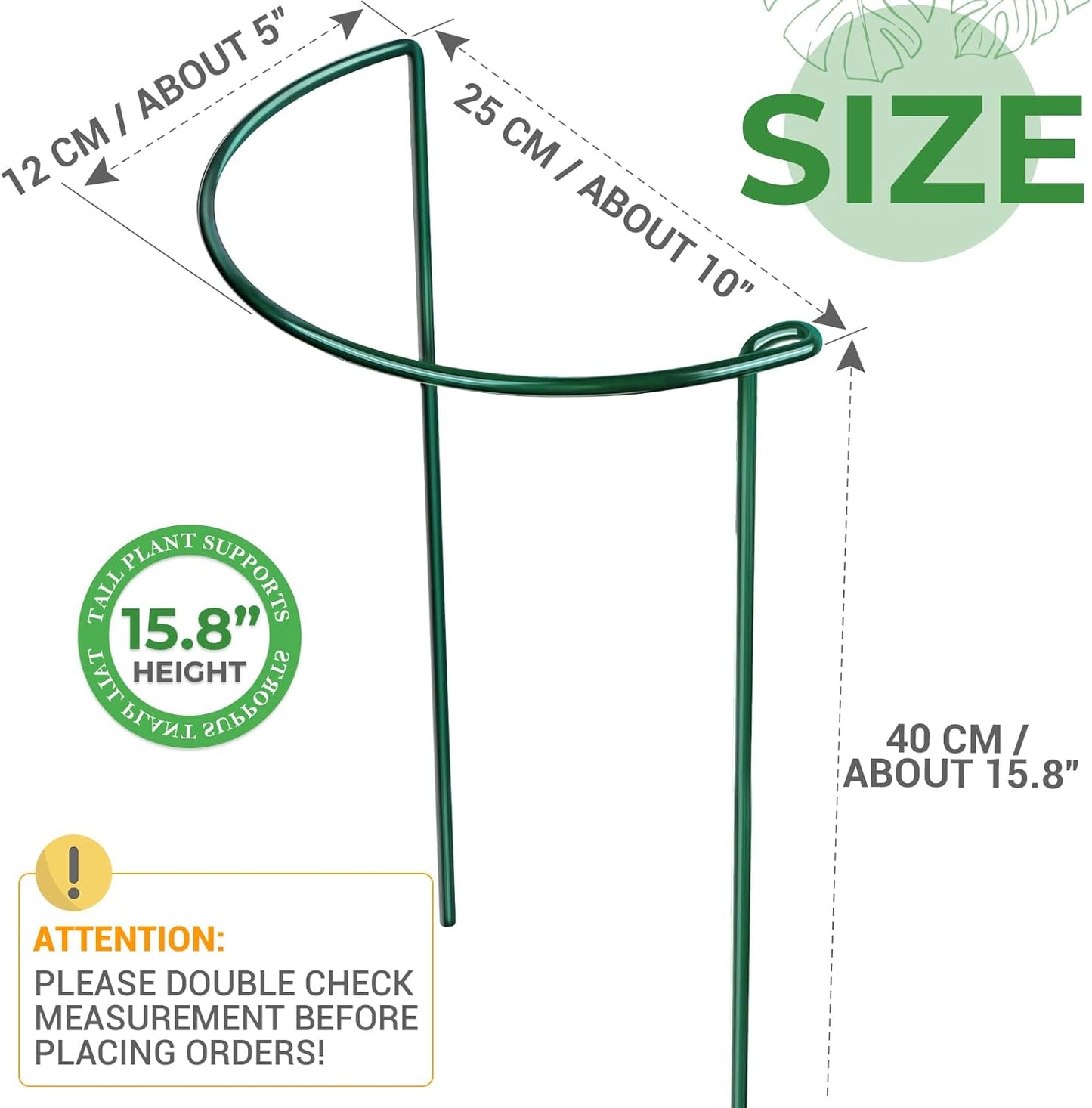 LEOBRO Plant Support Plant Stakes, 12pcs Peony Cages and Supports, Metal Garden Stakes Plant Supports, Plant Support Stakes, for Peony, Tomato, Hydrangea, Indoor Outdoor Plants, 10" W x 24" H
