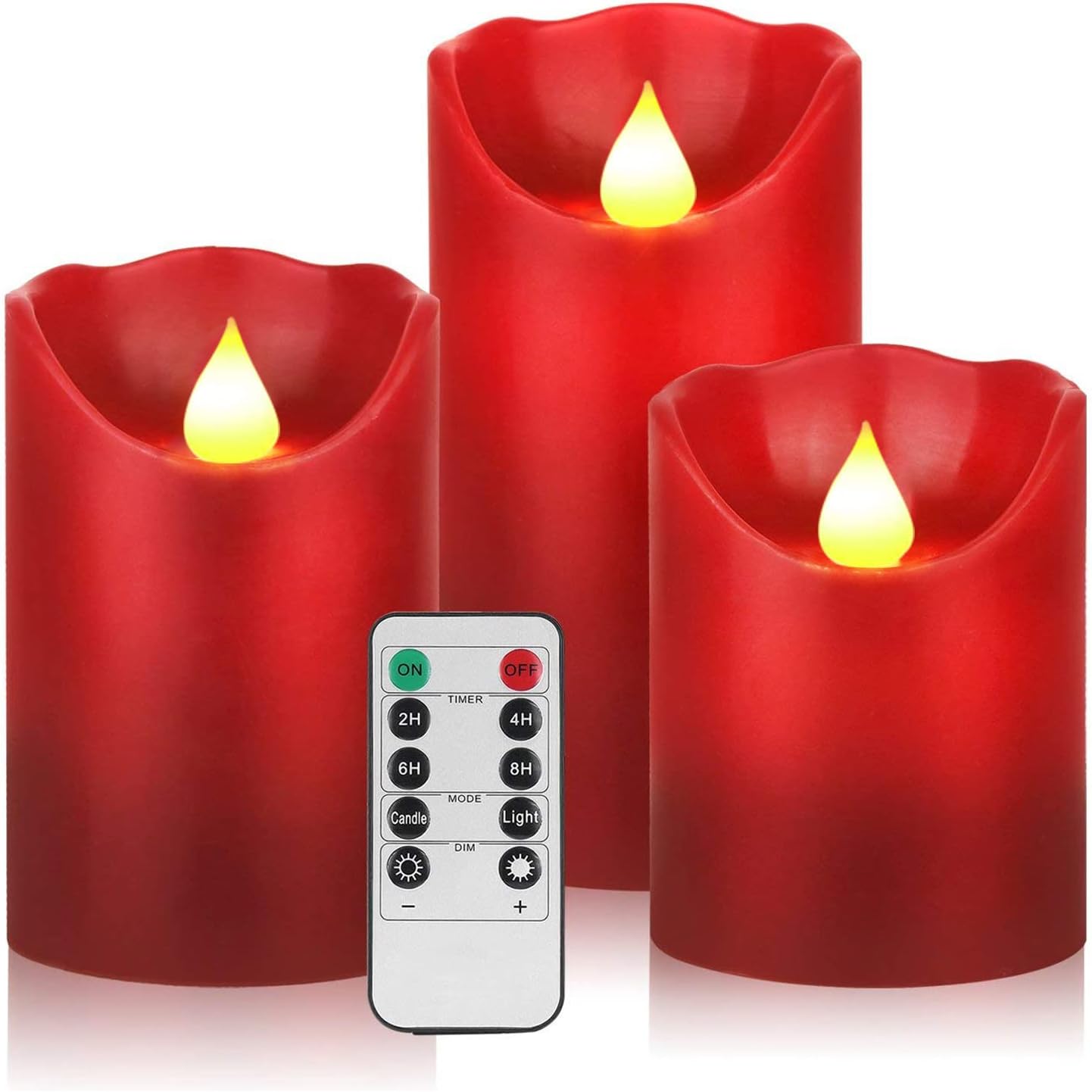 Flameless Flickering LED Battery Candles :Set of 3 Ivory Real Wax Pillar Operated Fake Faux Lights with Remote Control and Timer Function Flicker Candle for Decoration Christmas Votive Garden Outdoor