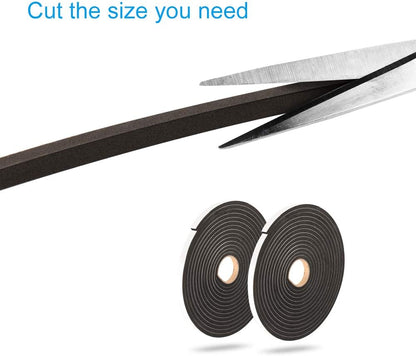 Seal Foam Tape,1/2 Inch W x 1/8 Inch T Weather Stripping for Door and Window,High Density Single Sided Closed Cell Door Insulation Weather Strip, 3 Rolls Total 50FT Black