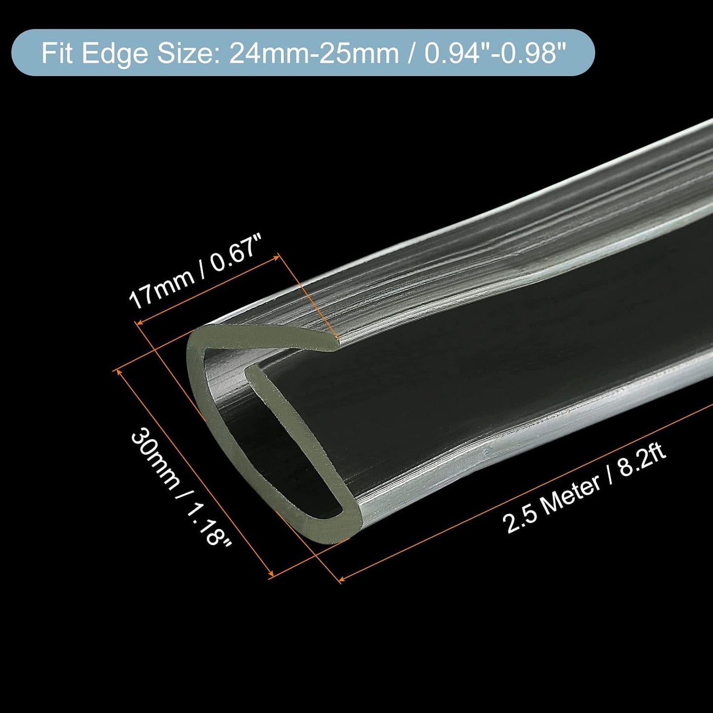 uxcell U Channel Edge Trim, 4.9ft Length Soft Rubber Guard Seal Strip Edge Protector Fit for 1-2mm Edge, (9/32" W x 5/32" H) Clear