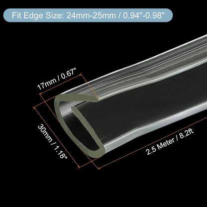 uxcell U Channel Edge Trim, 4.9ft Length Soft Rubber Guard Seal Strip Edge Protector Fit for 1-2mm Edge, (9/32" W x 5/32" H) Clear