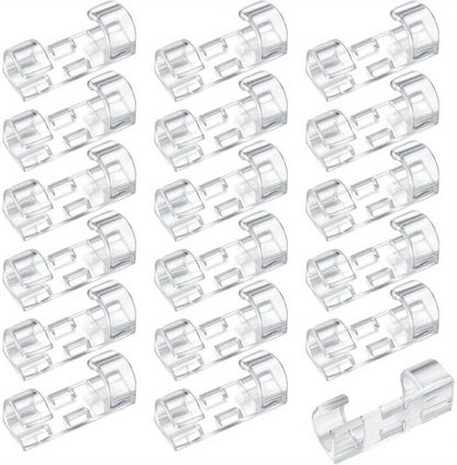 100pcs Clear Adhesive Cable Clips for Desk and Wall, Durable PC Cord Organizer Clips for Office, Home and Car, Strong Self-Adhesive Wire Management Clips for Ethernet, Charging Cables and Power Cords