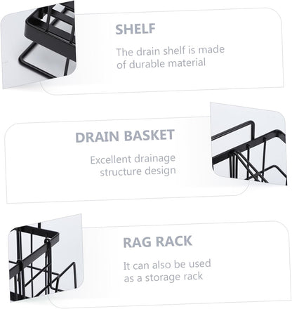 1pc Wall-mounted Adjustable Stainless Steel Sponge Drain Rack for Kitchen Sink Dust Cloth Storage Basket Neat Organizer for Cleaning Tools and Utensils