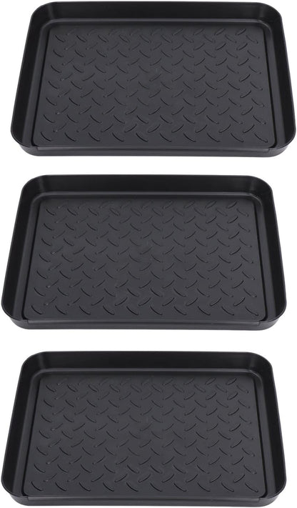 Shoe Tray 3 Pack Interlocking, Durable Plastic Boot Mat for Wet Shoes Muddy Boots, Wide Use Home Office Hotel Entryway