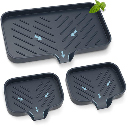 Kitchen Soap Tray,Kitchen Sink Tray Sponge Tray Kitchen Sponge Holder Self Draining Premium Silicone Soap Holder for Bathroom Counter Sink Caddy Organizer for Dish Soap Bottle,Soap Dispenser