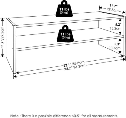 Furinno FANO Shoe Rack, 24-Inch Width 2-Tier Shoe Organizer, Stackable Shoes Storage, 11.7 x 24.2 x 11.7, for Closet Entryway, Office, Garage, Amber Pine