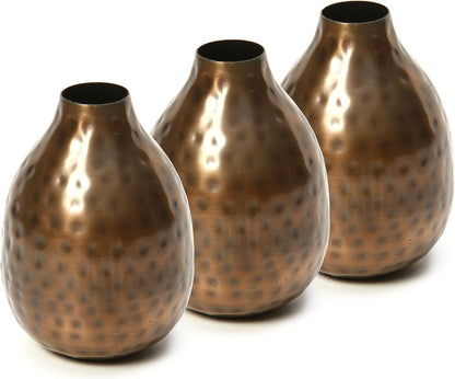 Hosley Small Cream Metal Tote Vase – Set of 4, 4.5" Long Decorative Mini Vases for Dried Floral Arrangements, Coffee Tables, Side Tables & Home Décor Accents