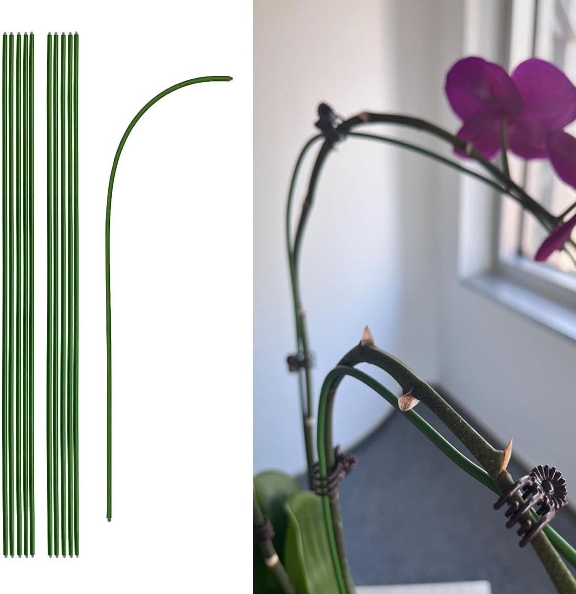 16 Inch Orchid Stakes Pack of 20, Plant Support Stake Bendable Orchid Stick