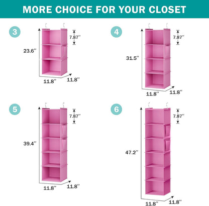 YOUDENOVA Hanging Closet Organizer, 4-Shelf Closet Hanging Storage Shelves, Grey