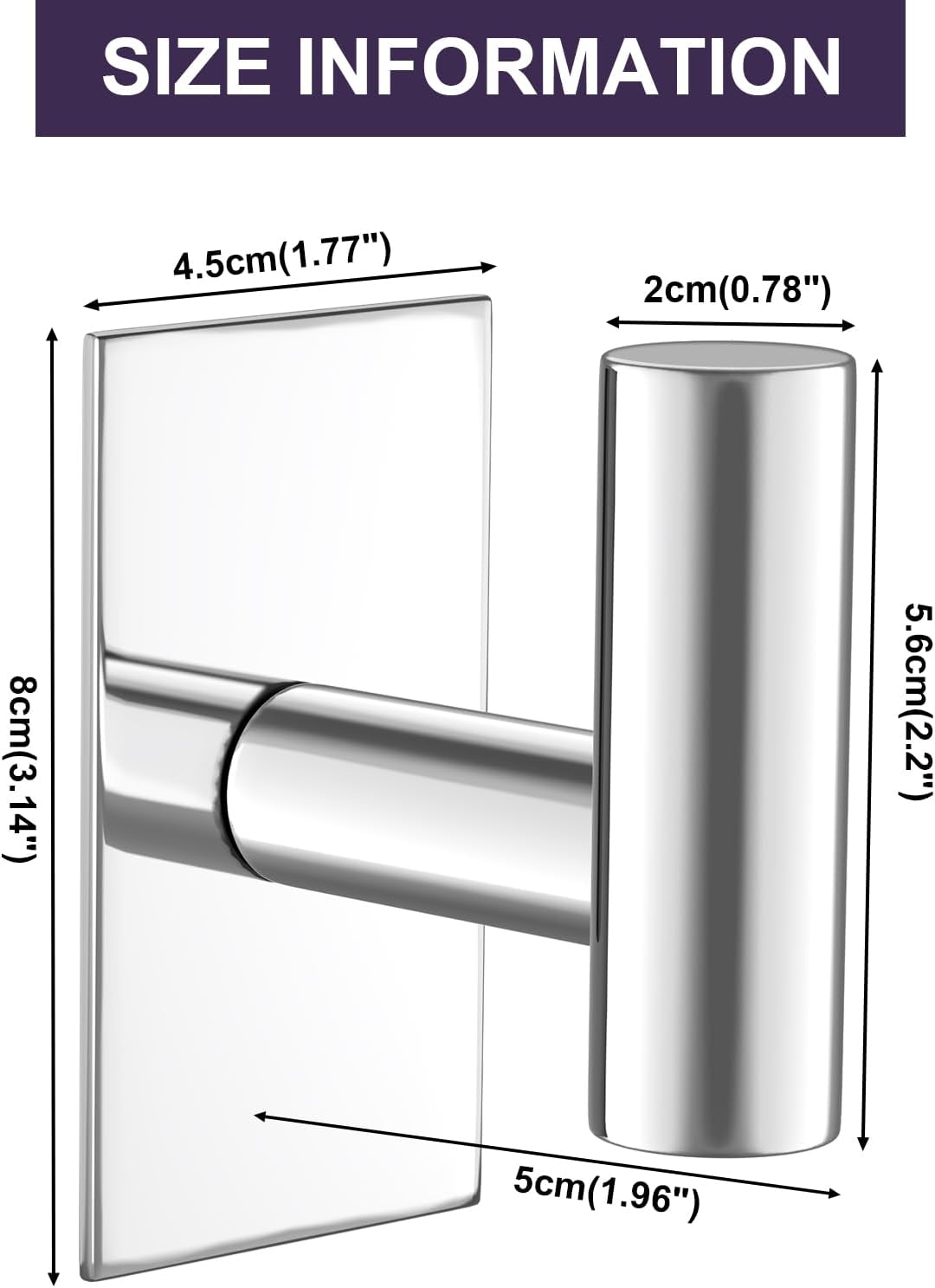 VAEHOLD Wall Towel Hooks, Heavy Duty Sticky Holder Waterproof Towel Hooks for Hanging Coat, Clothes, Closet Hook Wall Mount for Kitchen (Silver, 4 Pack)