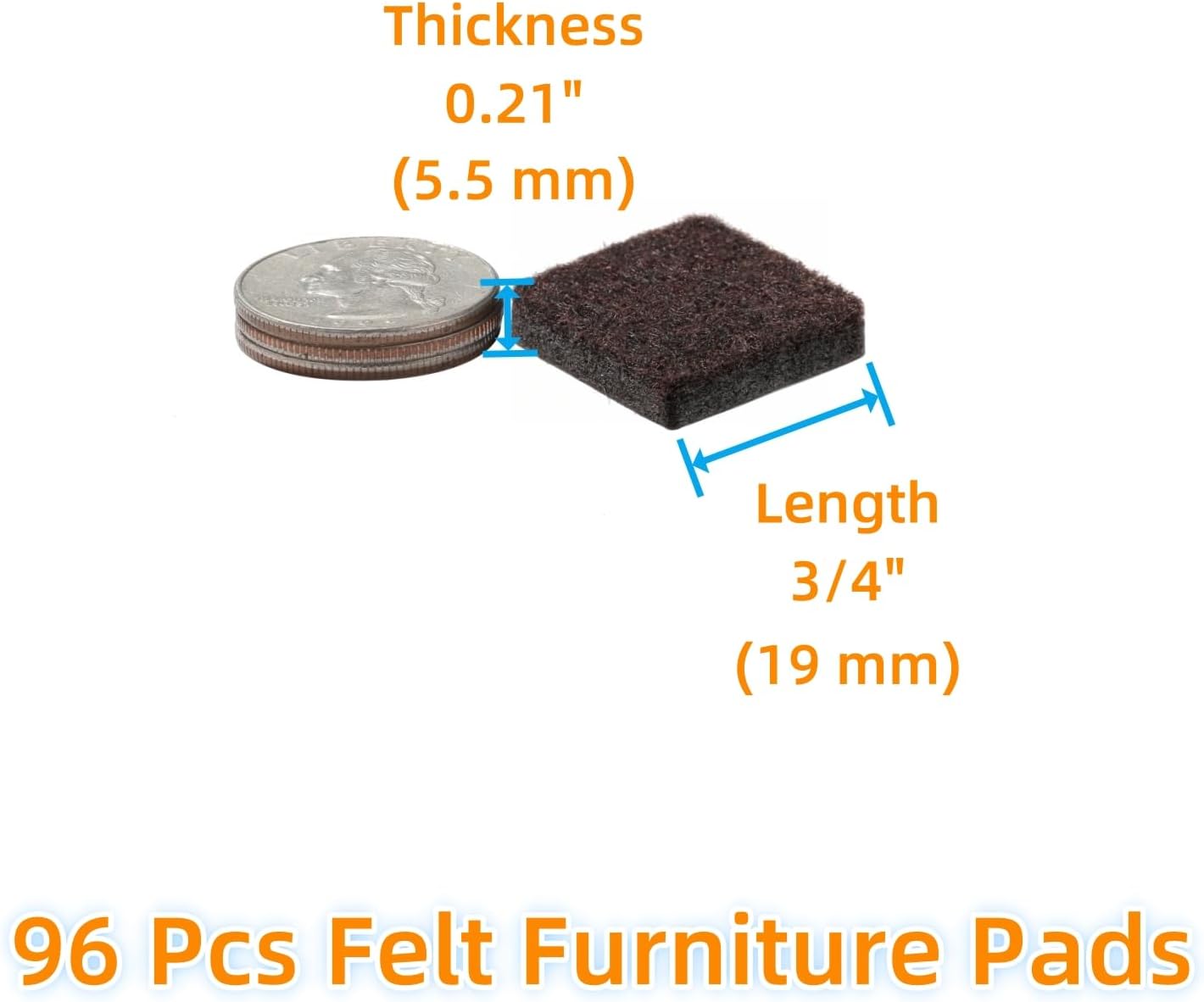Furnigear Felt Furniture Pads for Hardwood Floors - Self Adhesive Chair Felt Pads, Floor Protector for Furniture Feet, Furniture Sliders Moving Your Furniture Smoothly - Anti Scratch 96 Pcs 3/4" Round