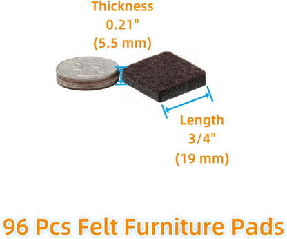 Furnigear Felt Furniture Pads for Hardwood Floors - Self Adhesive Chair Felt Pads, Floor Protector for Furniture Feet, Furniture Sliders Moving Your Furniture Smoothly - Anti Scratch 96 Pcs 3/4" Round