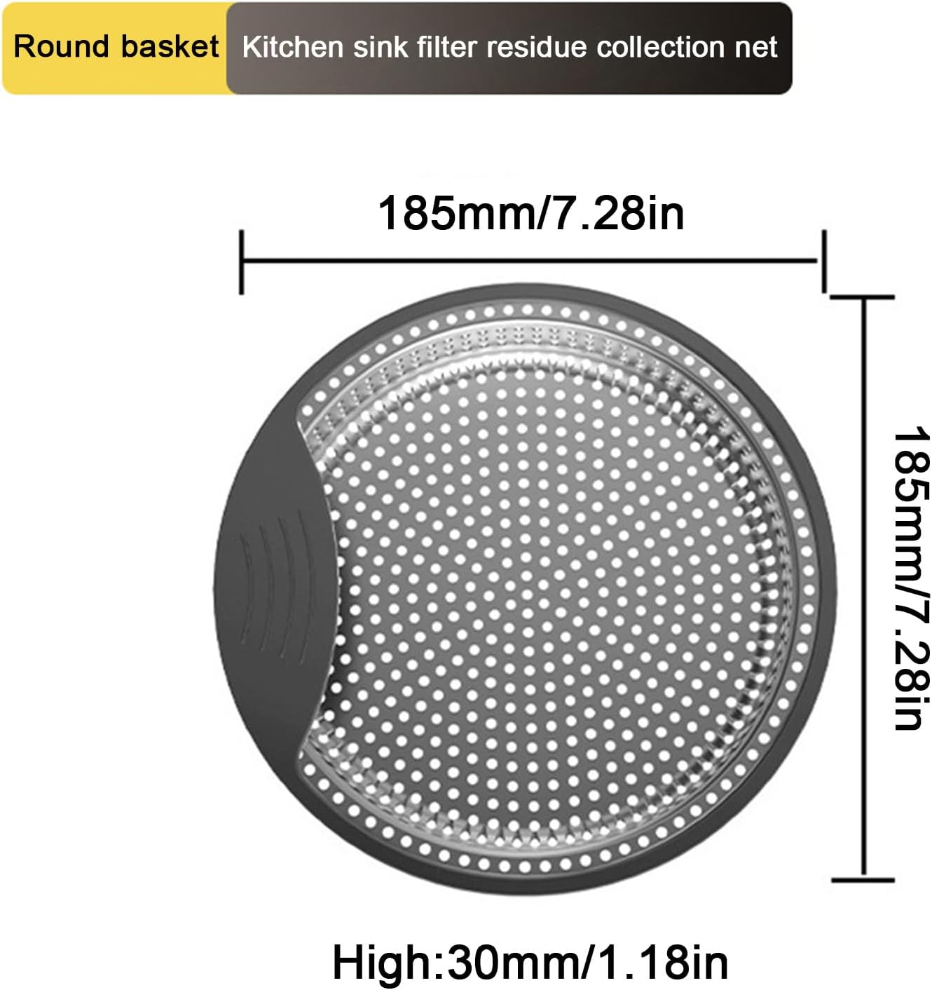2pcs Kitchen Sink Drain Basket, 3 1/4 '' 304 Stainless Steel Drainage Filtration Basket with Handle for Kitchen Sink Strainer Replacement