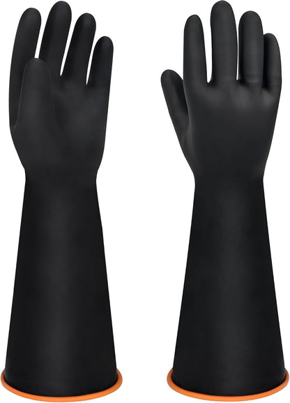 18" XL Size Latex Chemical Resistant Gloves, Reusable Heavy Duty Long Rubber Glove Dishwashing Gloves, Industrial Safety Glove for Men, Forearm Protection Waterproof Resist Strong Acid, Alkali, Oil'