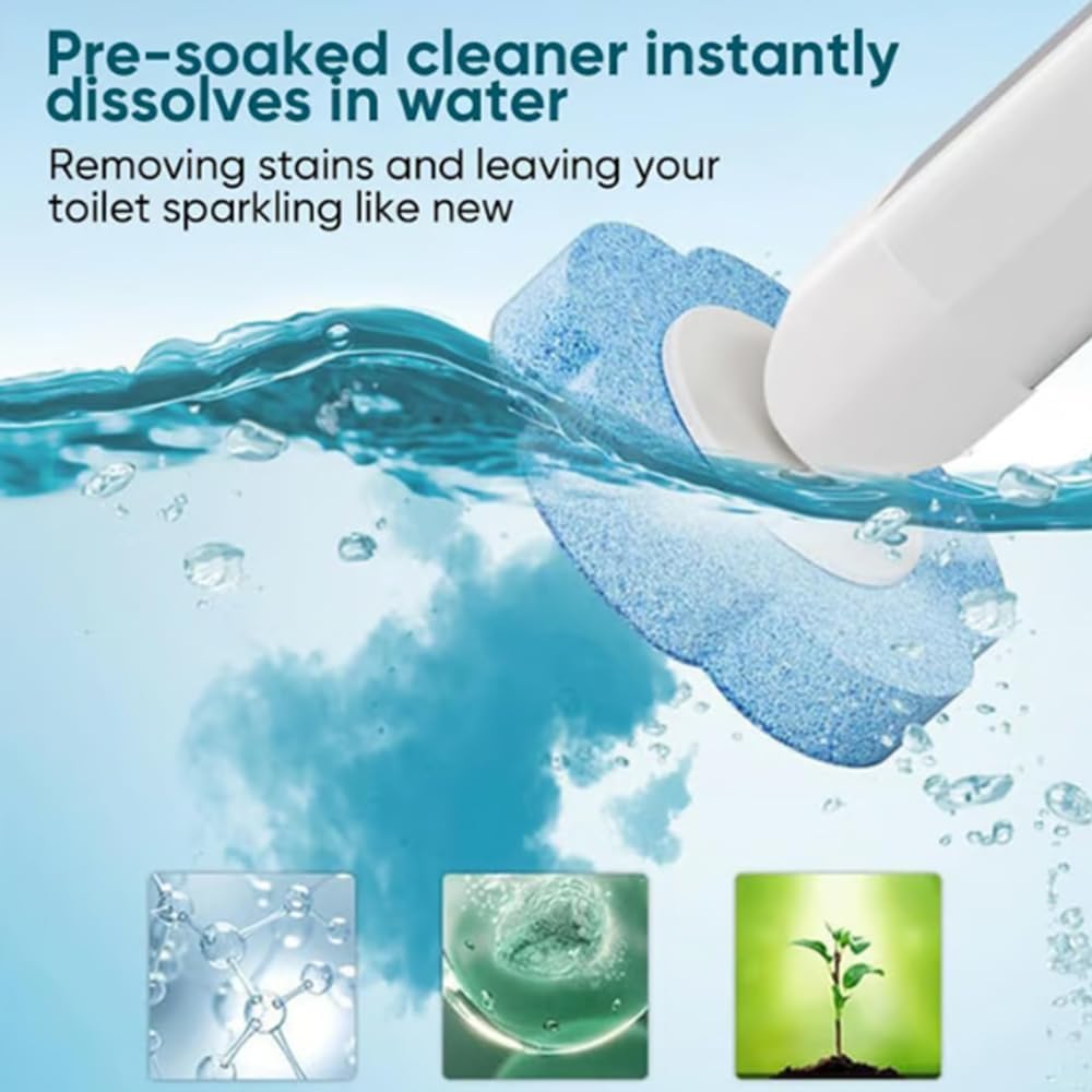 Disposable Toilet Brush,Toilet Bowl Cleaning System with Disposable Wand, Brush Holder and Refills,Storage Caddy and 18disinfecting Refill Heads (Gray)