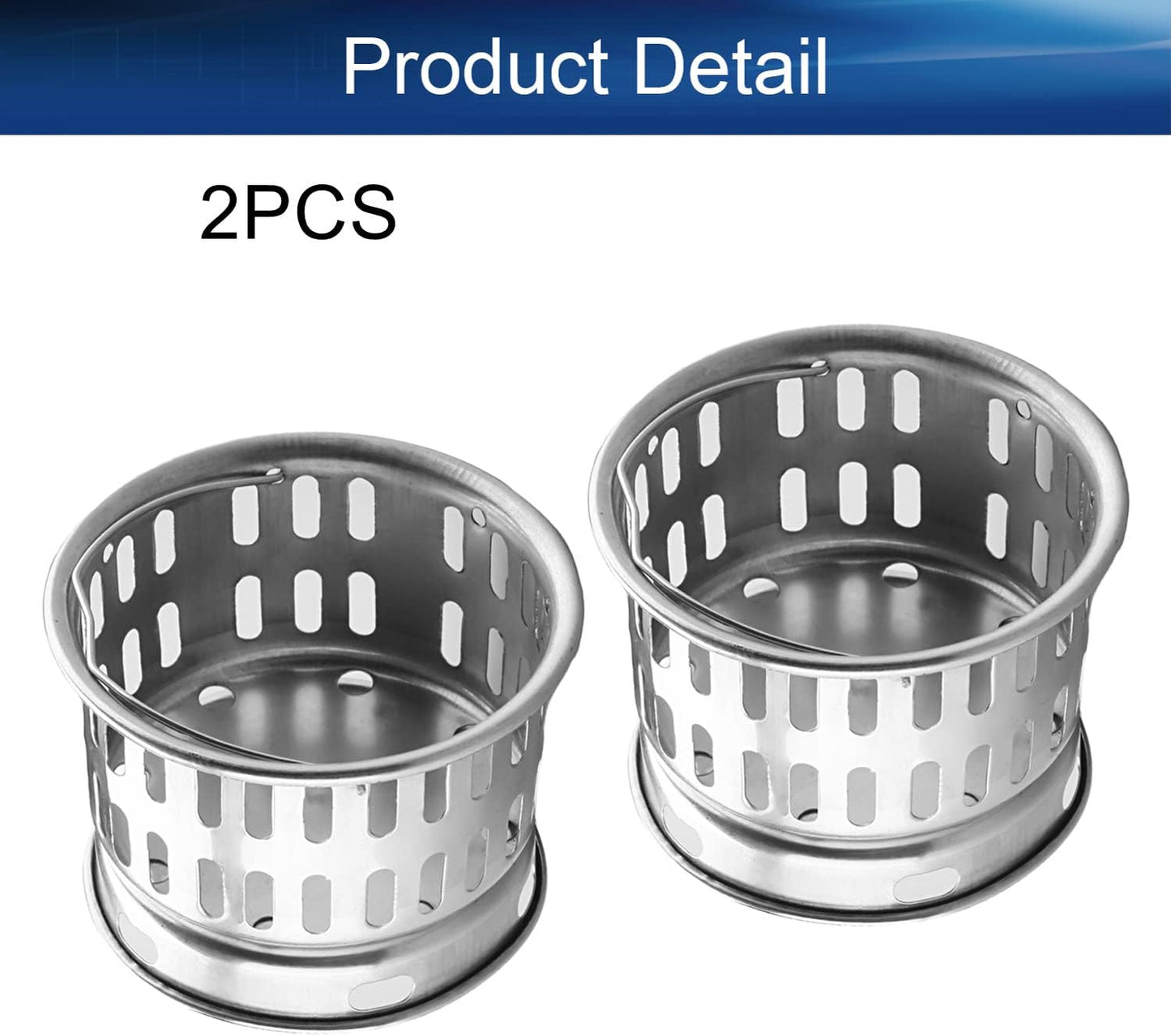 2PCS Sink Strainer Basket with Handle 3.03 inch Diameter Deep Cup with Handle Sink Drain Strainer Stainless Steel for Kitchen Sinks Tank