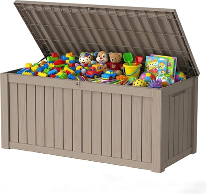 270 Gallon Lockable Resin Outdoor Storage Box, Waterproof & Weather Resistant Deck Box for Patio Cushion, Garden Tools & Pool Accessories, Black