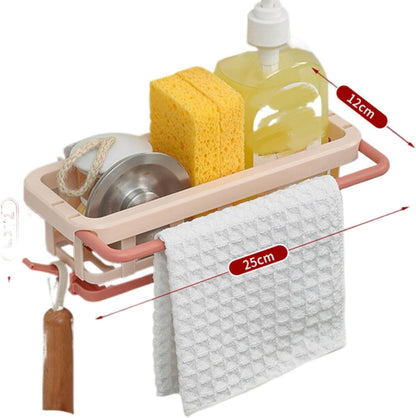 Kitchen Utensil Gadgets Kitchen Gadgets-505 可伸缩抹布 Cleaning Cloth,Cleaning Towels 架免打孔厨房置物架 Kitchen Storage Rack Wall Mounted Rest room Holder 收纳架 Multifunction Kitchen Storage Organizer,壁挂式调料架子沥水篮水槽架