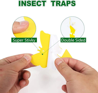 40 Pcs 5 Shapes Yellow Extremely Sticky Traps for Fungus Gnat, Fruit Fly, Fly, Whitefly, Flying Insect Catcher Traps for Houseplants, Kitchen, Indoor/Outdoor, Non-Toxic, Odorless, Pet and Kid Safe