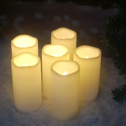 CANDLE CHOICE Waterproof Outdoor Battery Operated Flameless Candles with Remote Timer Plastic Flickering Fake Electric LED Pillars for Lantern Garden Wedding Christmas Decorations 3x4 Inches 3 PCS