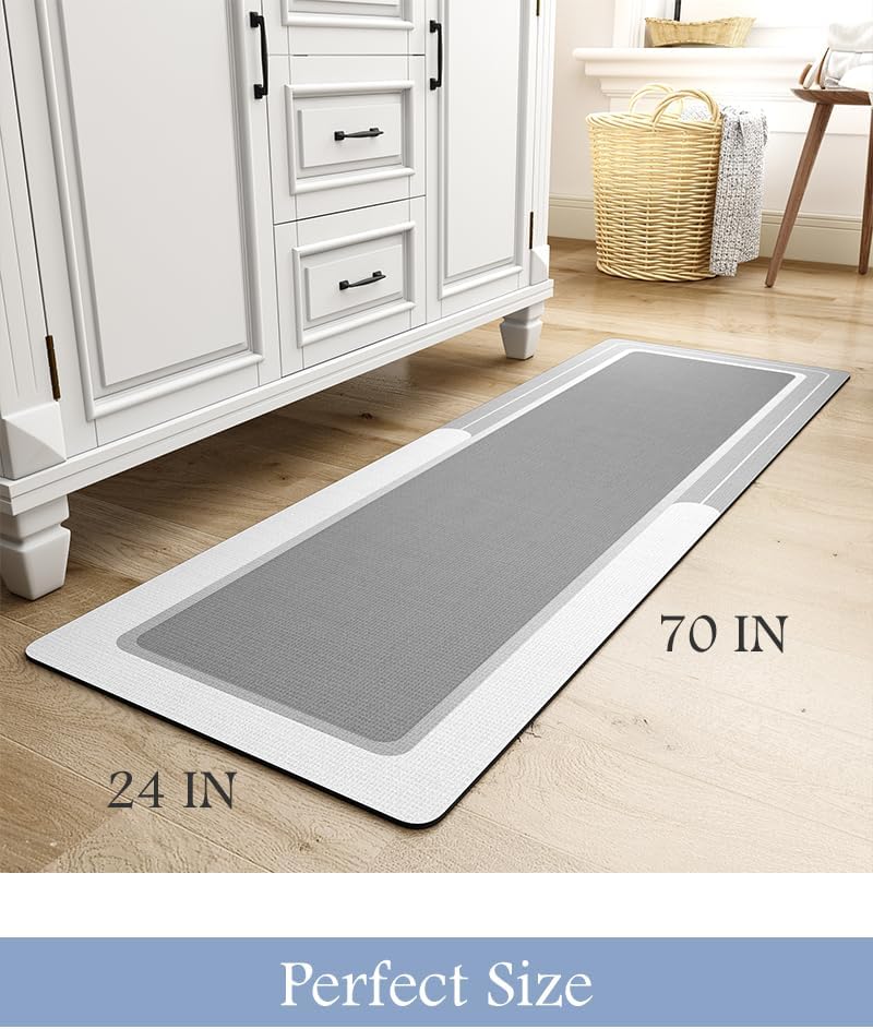 MontVoo-Bath Mat-Bathroom Mat Rug Non Slip Super Absorbent Stain Resistant Quick Dry Thin Bath Rug-Bath Mats for Bathroom Floor Bathtub Vanity-Bathmat Bath Rug Easy Care-17"x27" Grey