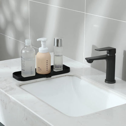 MicoYang Silicone Bathroom Soap Dishes with Drain Spout-Bathroom and Kitchen Sink Organizer,Sponge Holder,Dish Soap Tray,Perfect for Dispenser,Scrubber,Bottle,Cup on Sink or Counter-Coffee 4.9"×3.2"