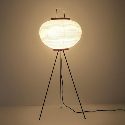 Japanese Rice Paper Floor Lamp, Wabi Sabi Standing Light | Handmade paper shade. Perfect for living room, bedroom, or office. Easy assembly. Size: 51"H x 18"W. Bulb included.